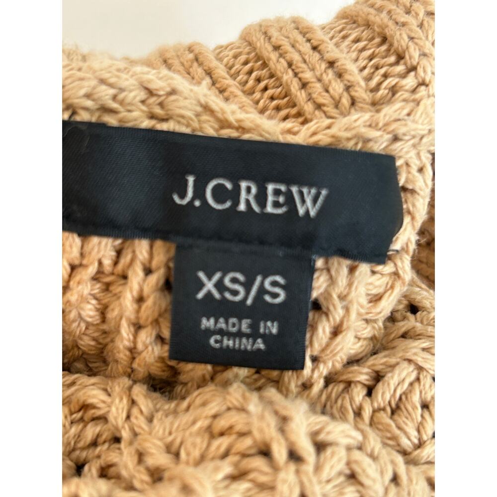 J. CREW Women's Turtleneck Cotton Poncho Sweater Tan Size XS/S Preppy - Picture 5 of 10